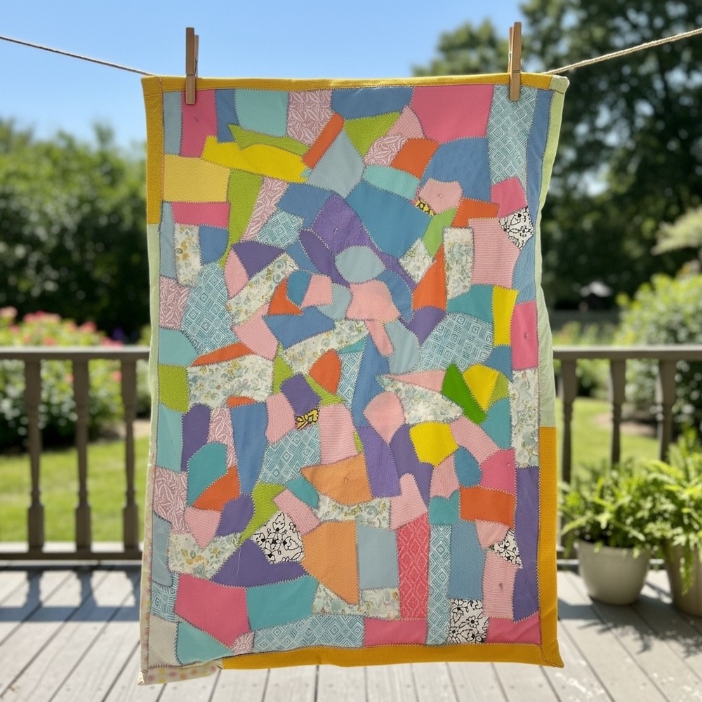 Vintage Pastel Floral Patchwork Quilt‎ Throw 50x62